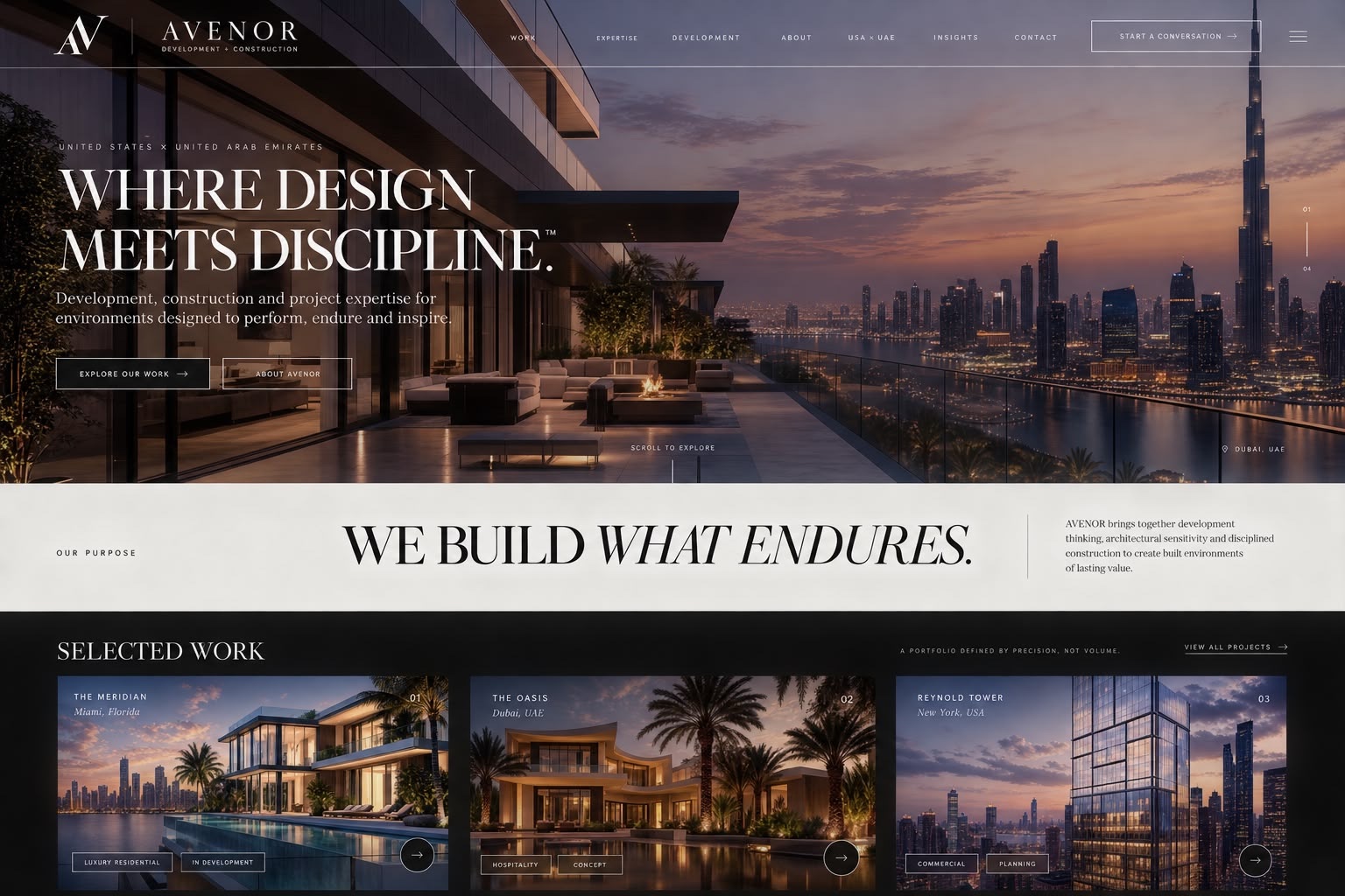 AVENOR construction website design