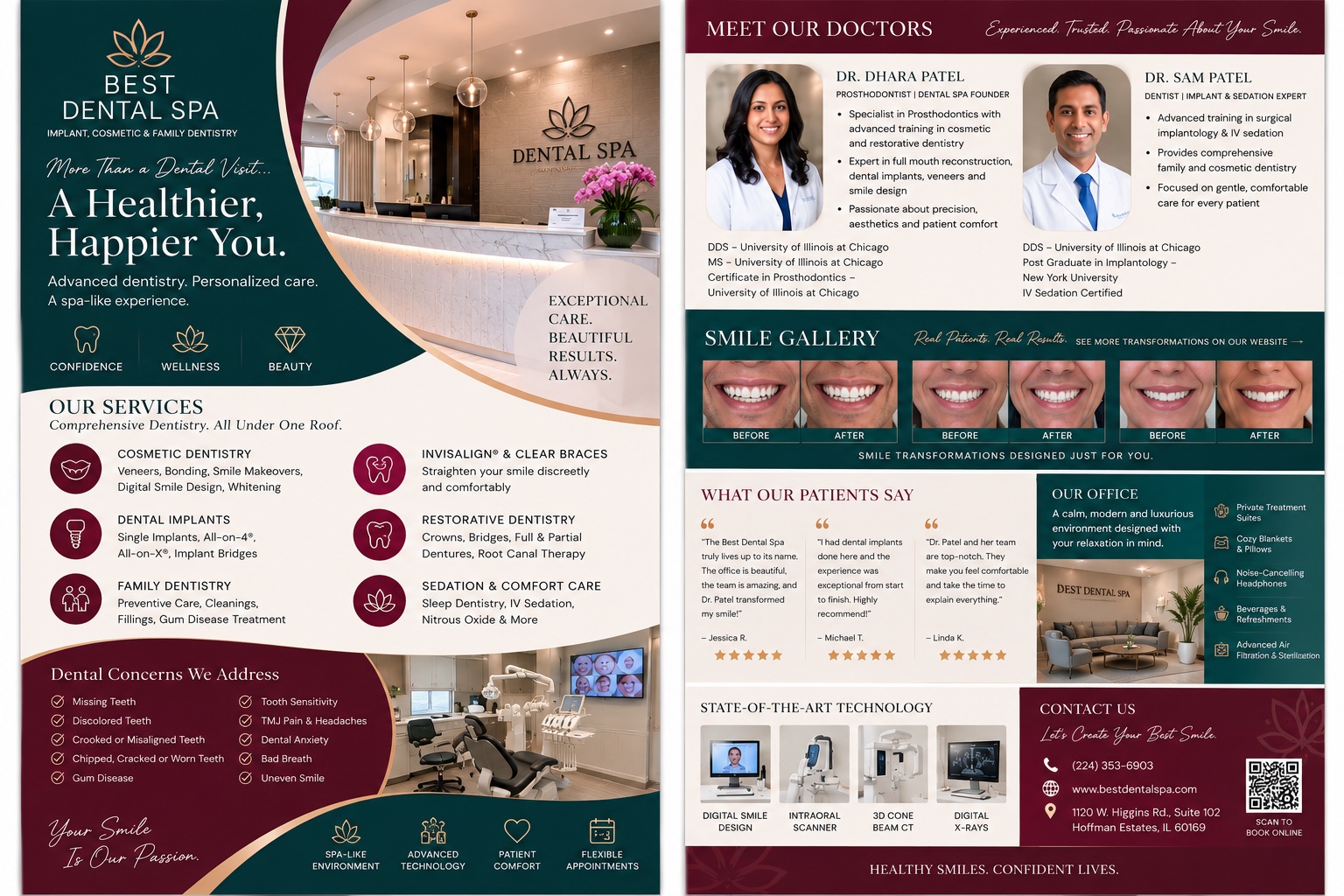 Best Dental Spa brand growth proof — teal and maroon direction